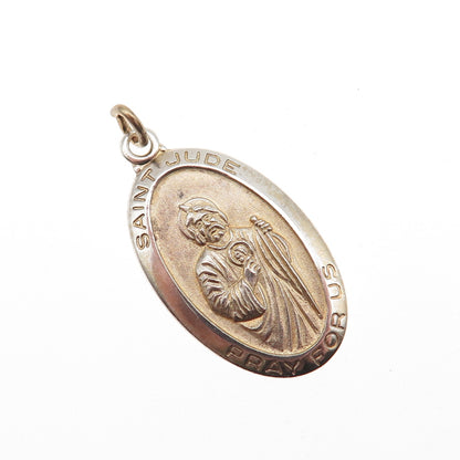 Chapel 925 Sterling Silver 2-Tone Vintage St. Jude Religious Charm Pendant