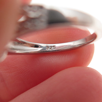 925 Sterling Silver Real Round-Cut Diamond Ring Size 6.25