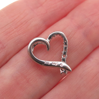 Sai 925 Sterling Silver Graduated Round-Cut C Z Heart Mini Slide Charm Pendant