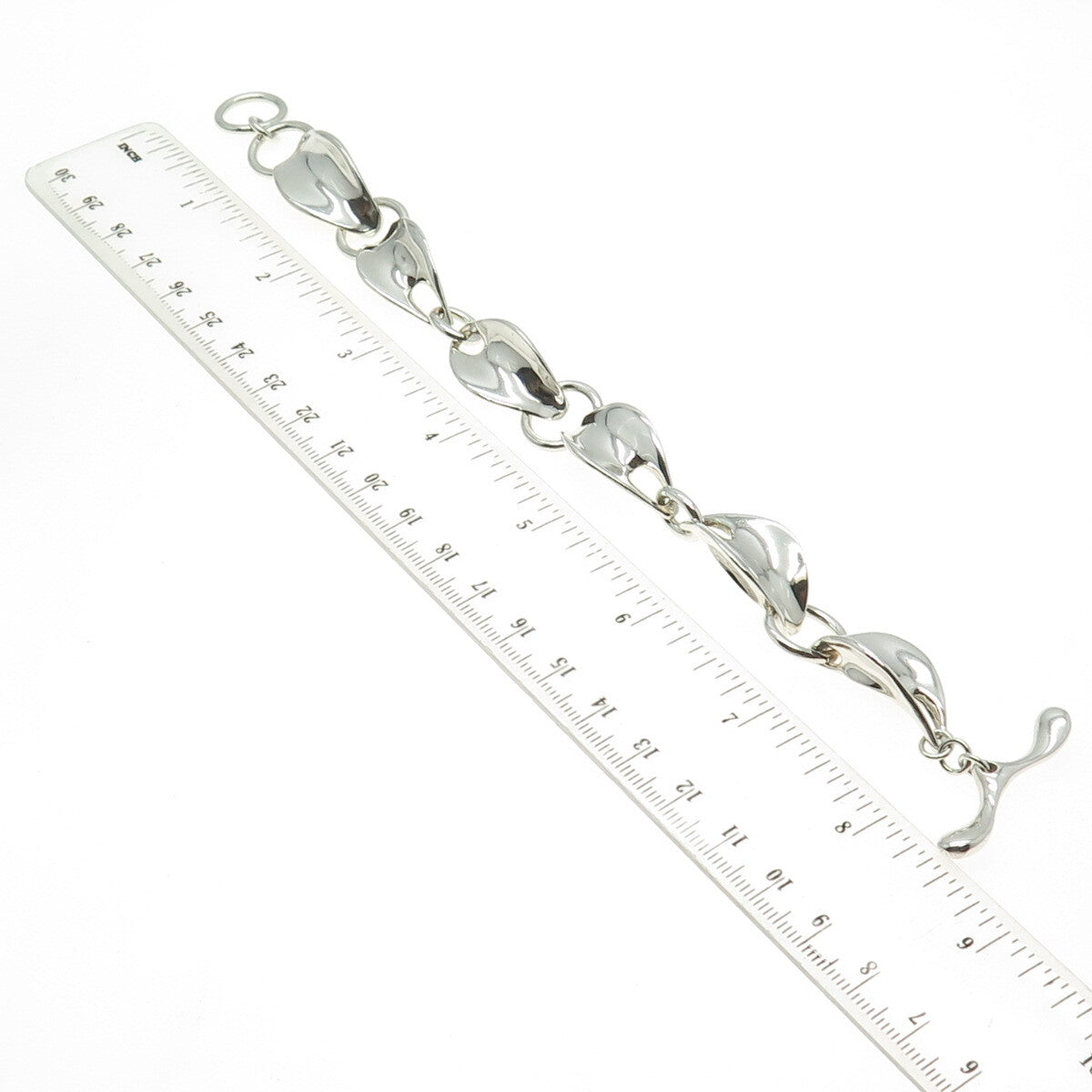 ROBERT LEE MORIS 925 Sterling Silver Vintage Modernist Link Bracelet 7.75"