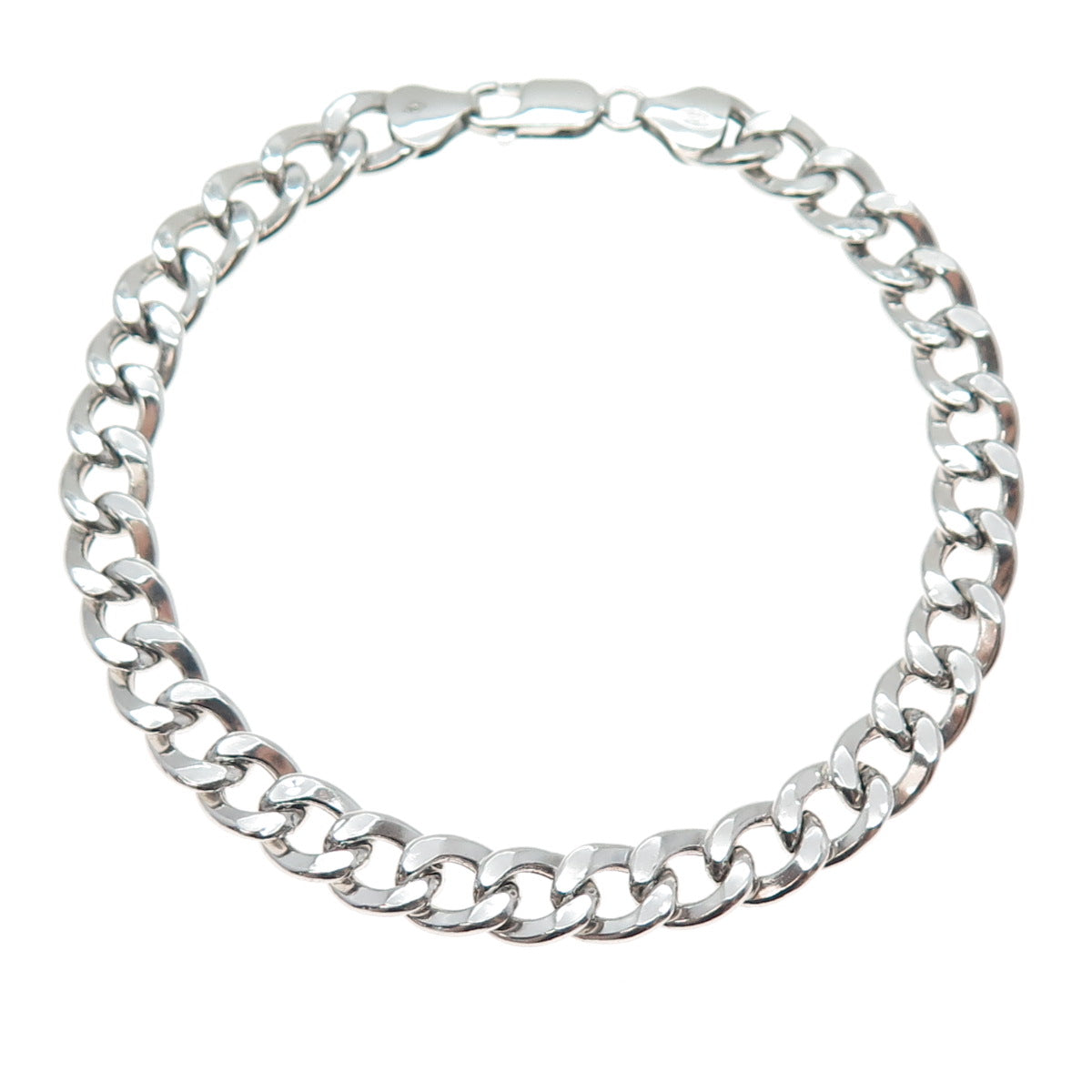 925 Sterling Silver Vintage Italy Curb Link Bracelet 8.75"