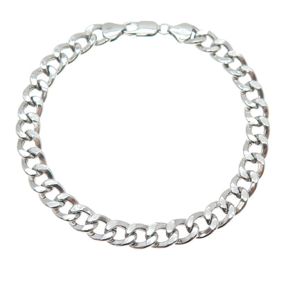 925 Sterling Silver Vintage Italy Curb Link Bracelet 8.75"