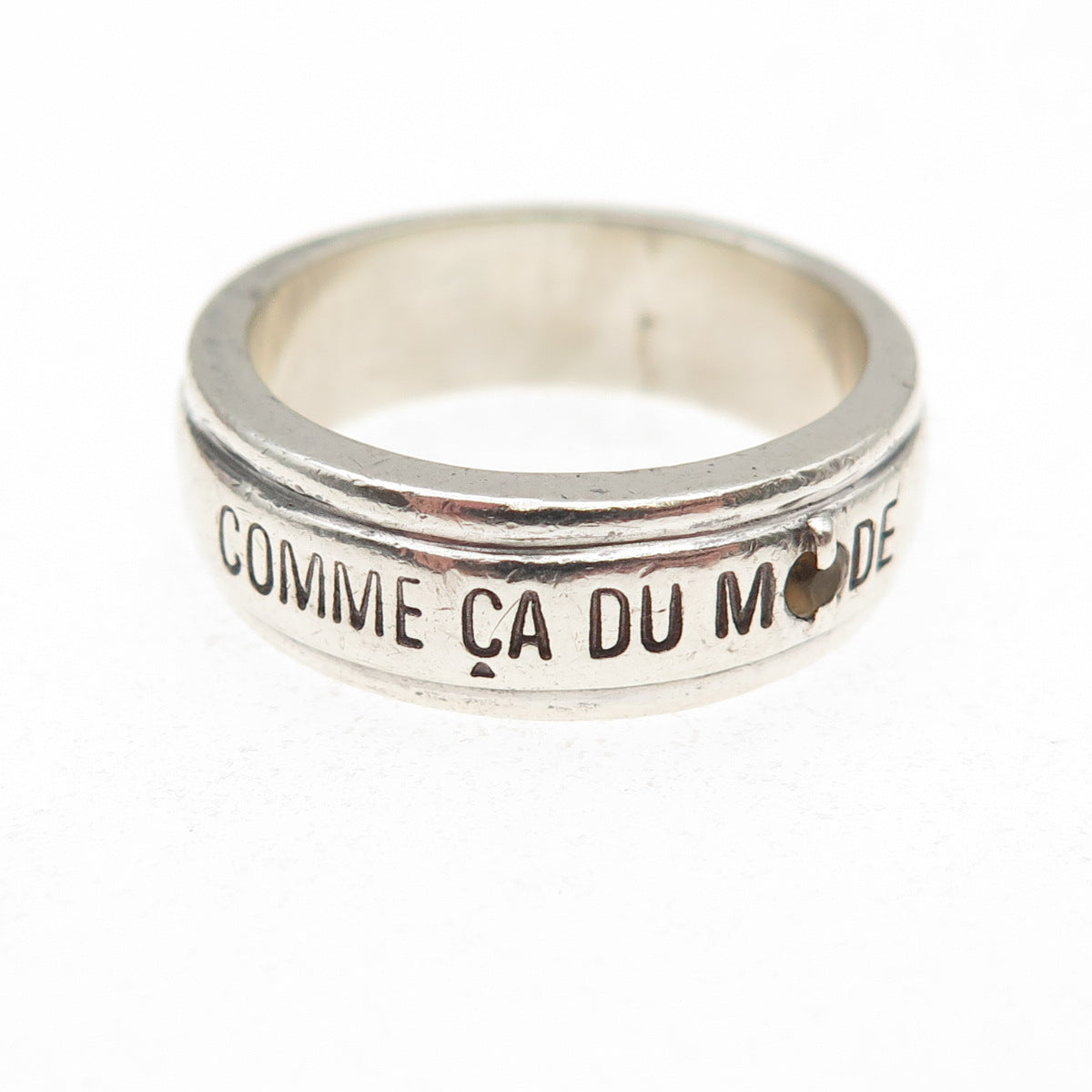 Charite 925 Sterling Vintage Real Citrine Comme Ca Du Mode Band Ring Size 5.75