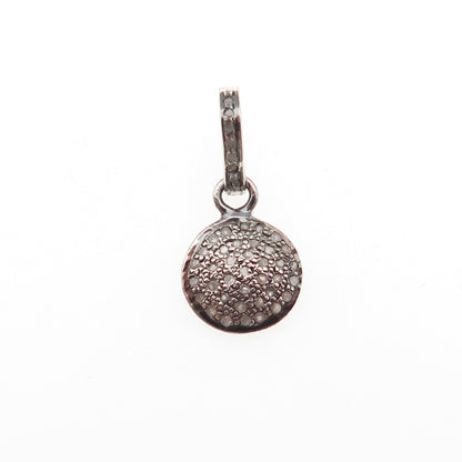 925 Sterling Silver Real Round-Cut Diamond Charm Pendant