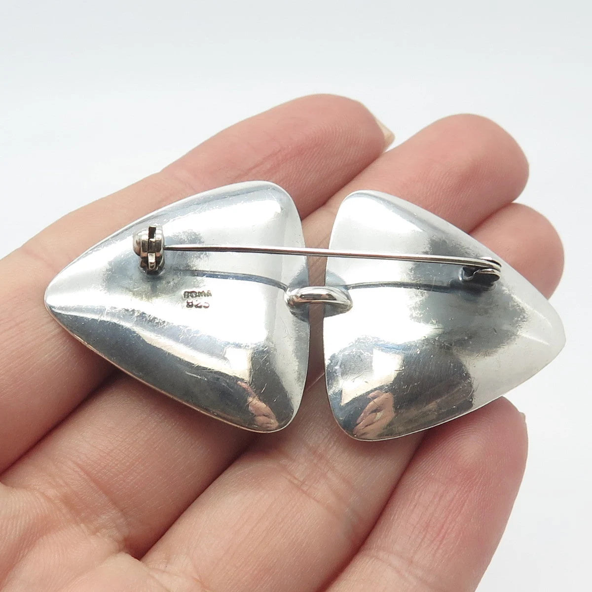 925 Sterling Silver Vintage BOMA Real Black Onyx Gemstone Pin Brooch