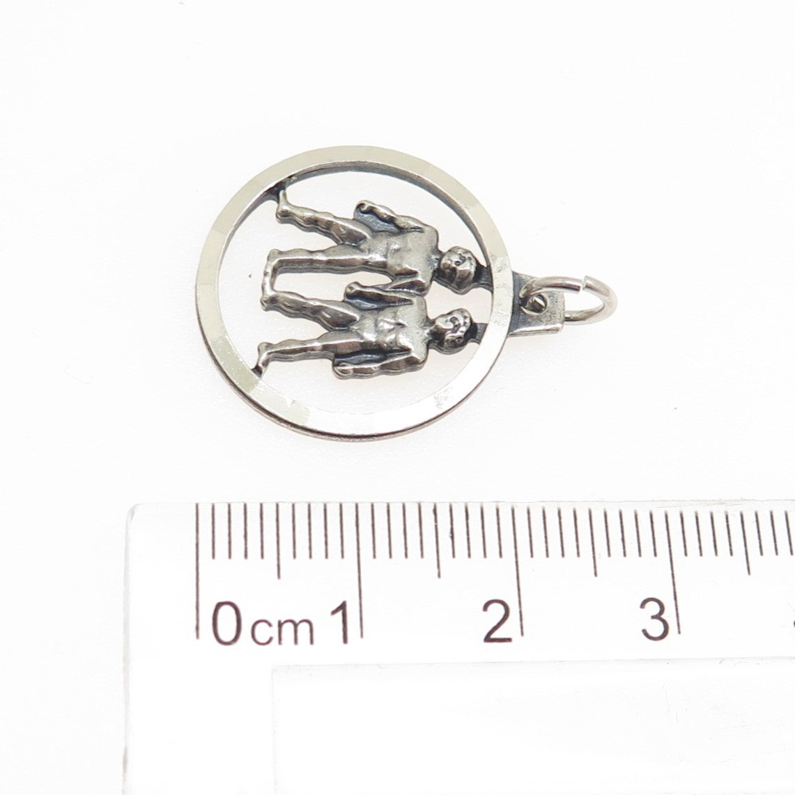 ANSON 925 Sterling Silver Vintage Gemini Zodiac Sign Charm Pendant