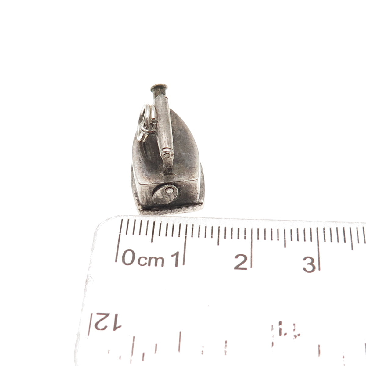 925 Sterling Silver Antique China Laundry Iron 3D Mini Charm Pendant