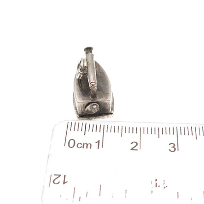 925 Sterling Silver Antique China Laundry Iron 3D Mini Charm Pendant
