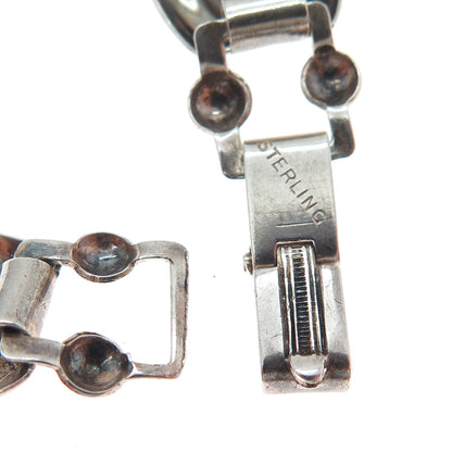 925 Sterling Silver Antique Art Deco Yin Yang Oxidized Link Bracelet 7"