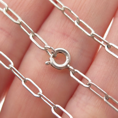 925 Sterling Silver Vintage Oval Paperclip Chain Necklace 18"