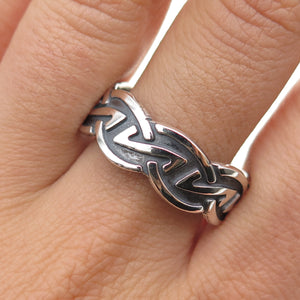 925 Sterling Silver Vintage Letter Z Oxidized Band Ring Size 12