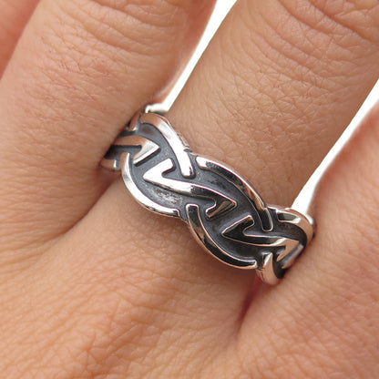 925 Sterling Silver Vintage Letter Z Oxidized Band Ring Size 12