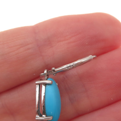 Chuck Clemency Sterling Silver Real Sleeping Beauty Turquoise Dangle Earrings