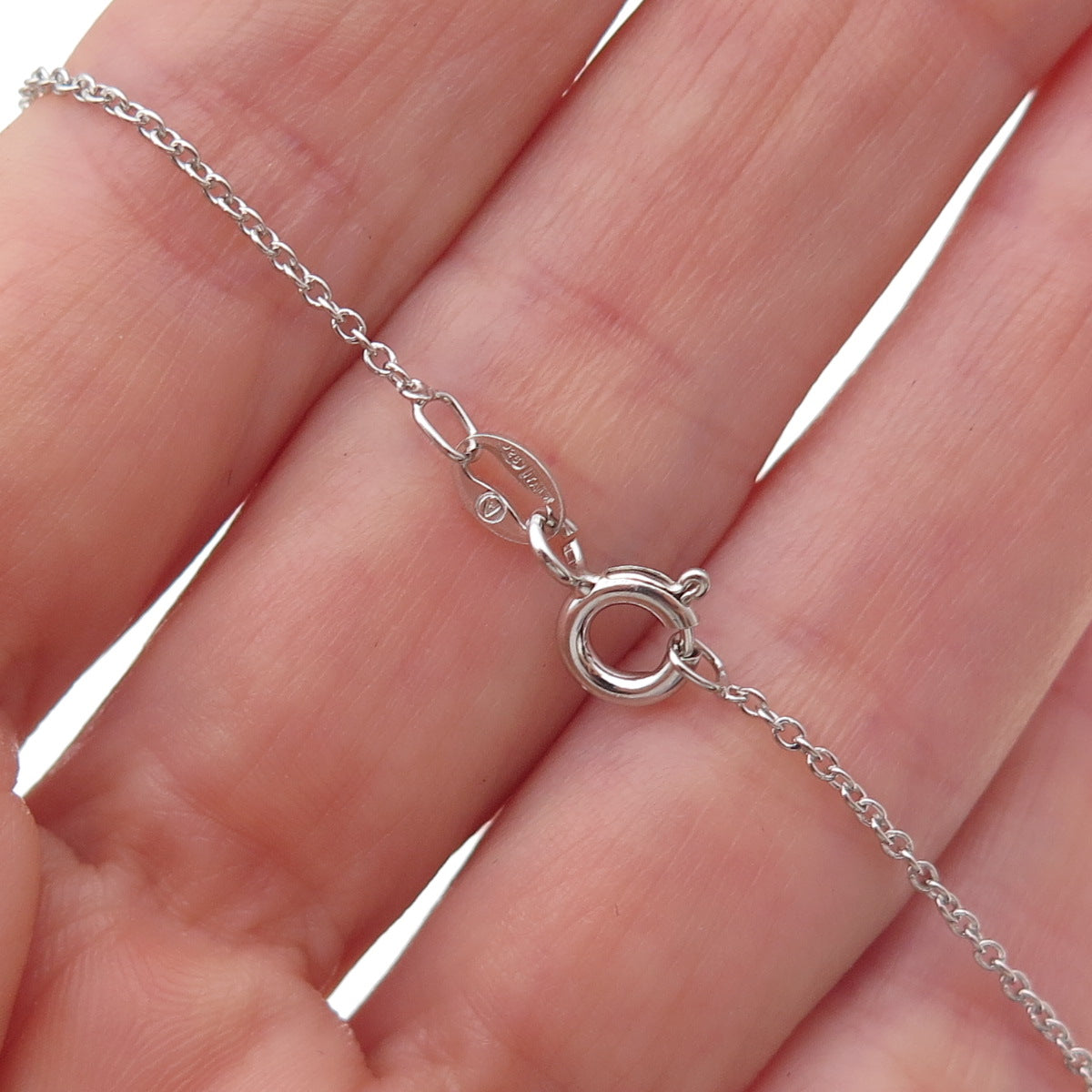 925 Sterling Silver Italy Real Round-Cut Diamond Cable Chain Necklace 18"