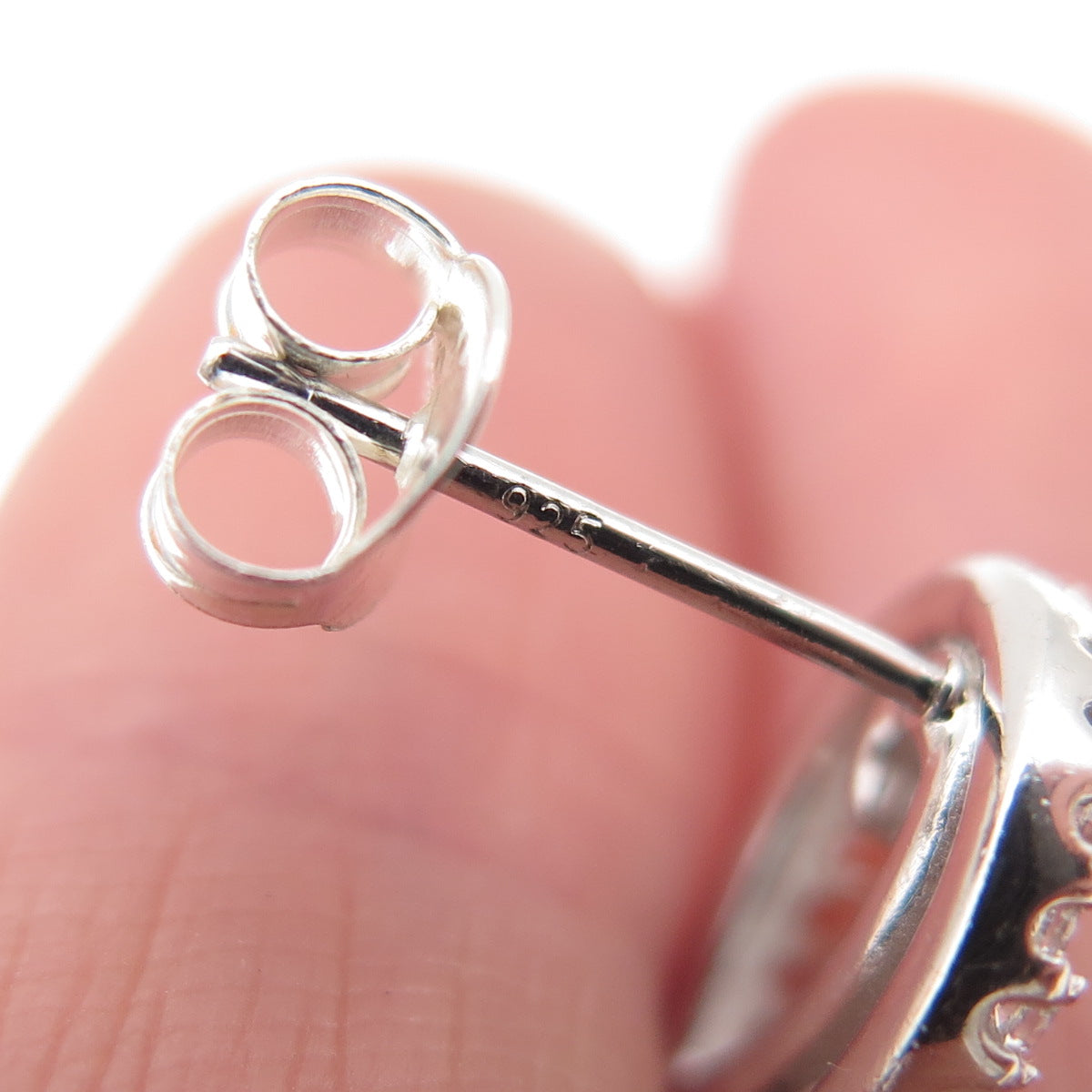 925 Sterling Silver Round-Cut C Z Ornate Dangle Earrings