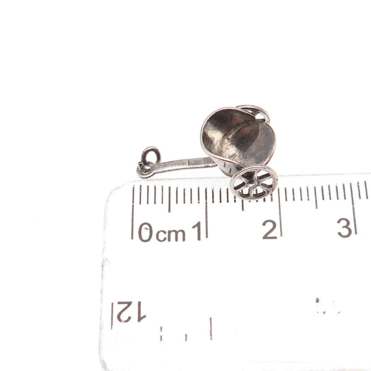 925 Sterling Silver Antique Art Deco Pull Cart Rickshaw 3D Mini Charm Pendant