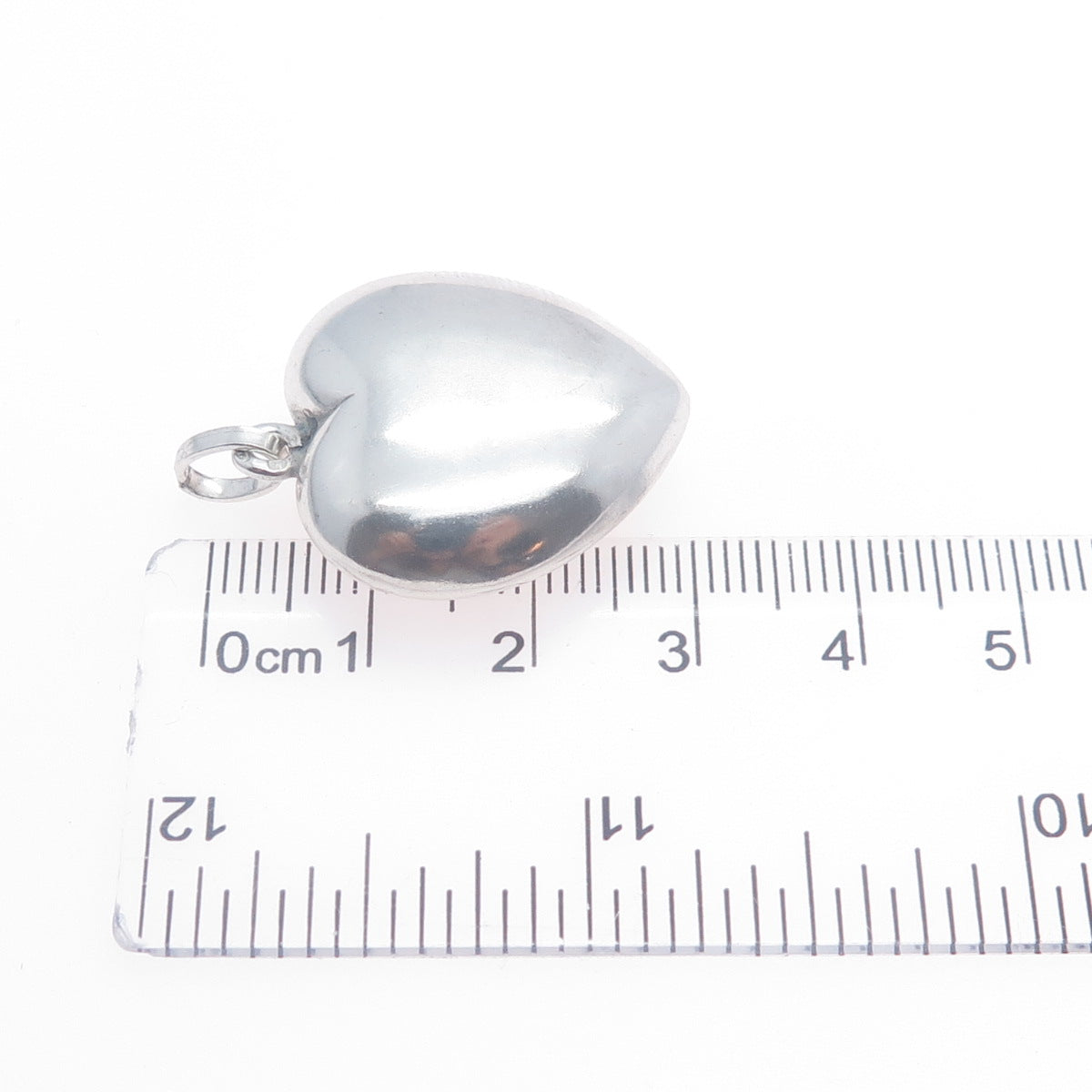 835 Silver Vintage Portugal Puffy Heart Charm Pendant