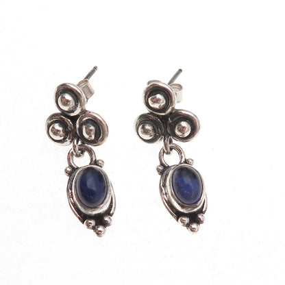 Donna Dale 999 Fine Silver Vintage Real Iolite Modernist Dangle Earrings