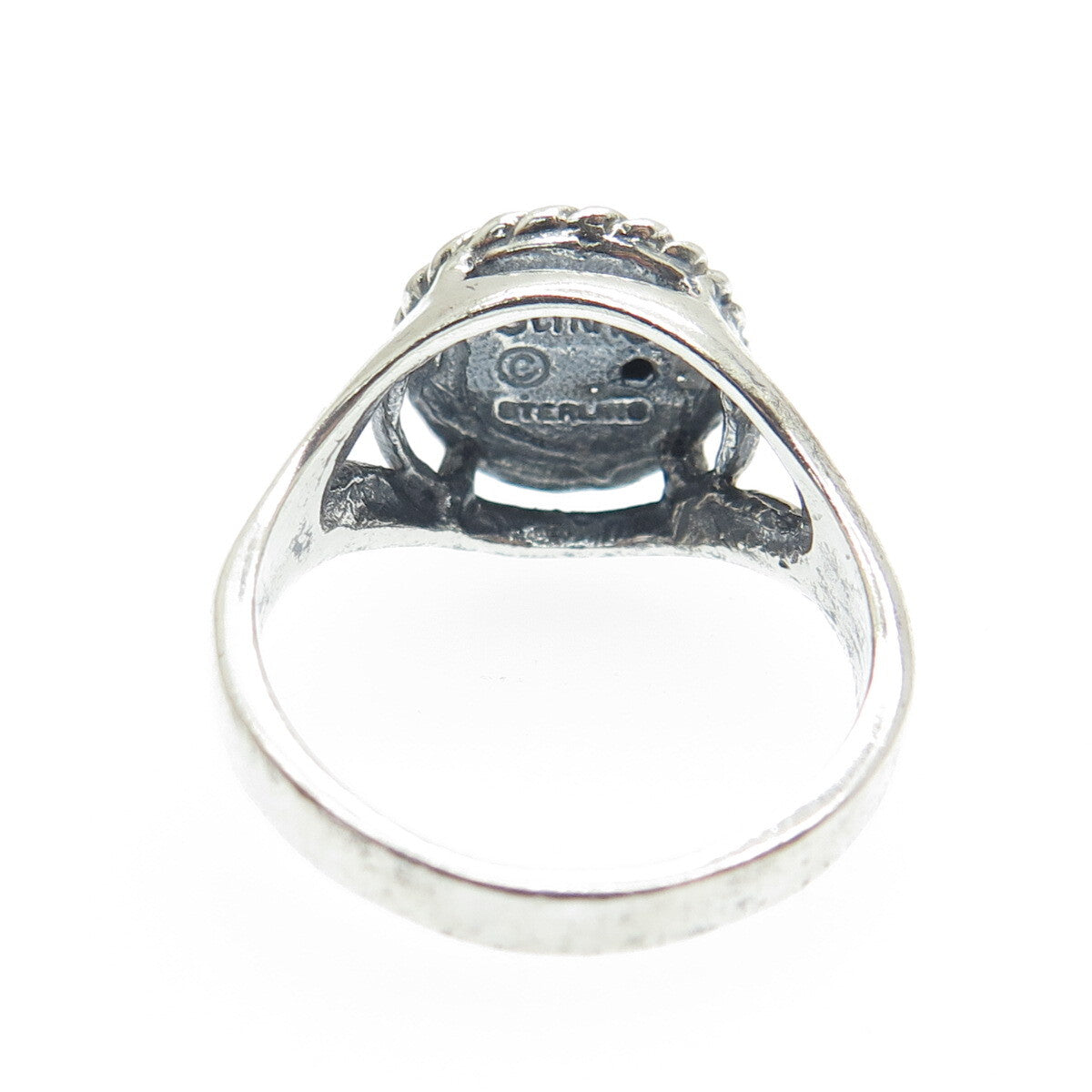 SUNRISE 925 Sterling Silver Vintage Roped Dome Oxidized Ring Size 6.25