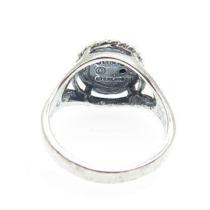 SUNRISE 925 Sterling Silver Vintage Roped Dome Oxidized Ring Size 6.25