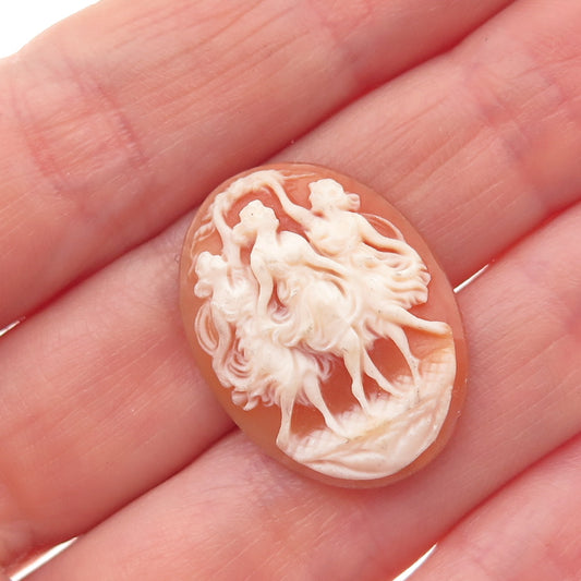 Antique Art Deco Real Carved Mother-of-Pearl Muses Cameo