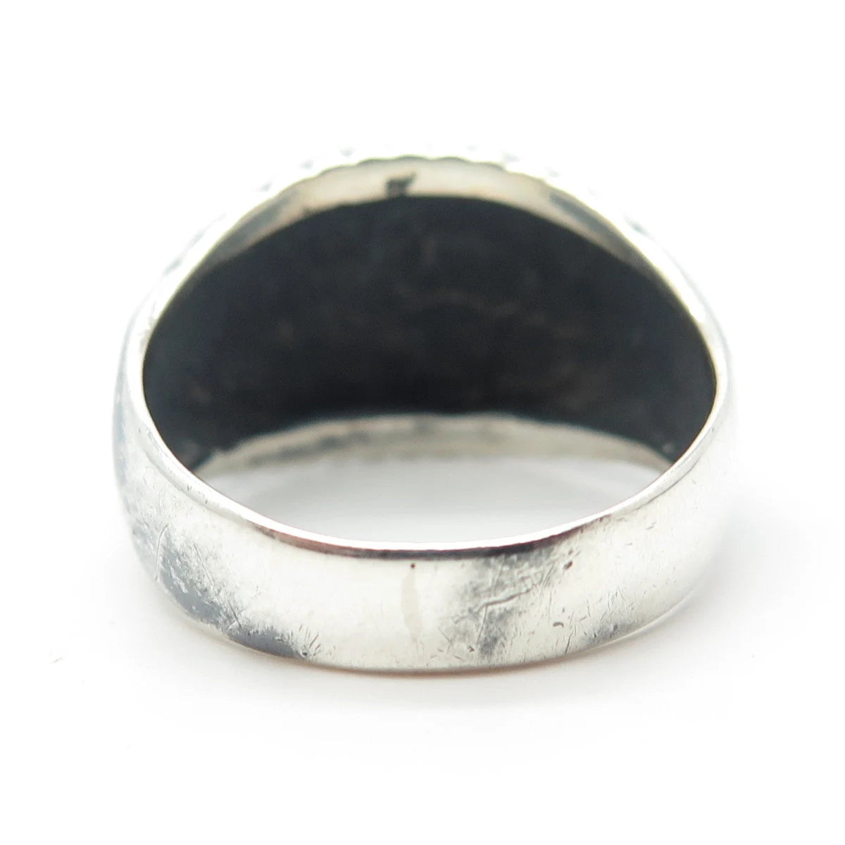 925 Sterling Silver Vintage Ribbed Ring Size 9.75
