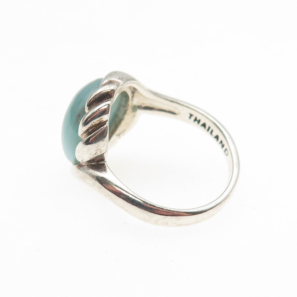 925 Sterling Silver Vintage Real Larimar Modernist Ring Size 6