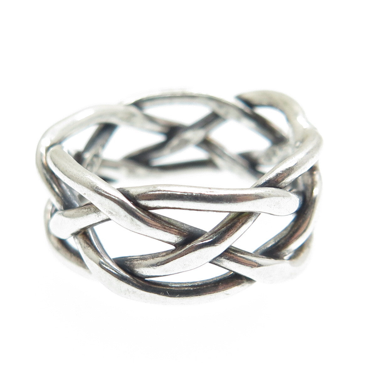 925 Sterling Silver Vintage Mexico Woven Band Ring Size 6