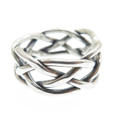 925 Sterling Silver Vintage Mexico Woven Band Ring Size 6