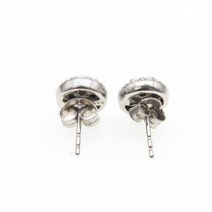 925 Sterling Silver Real Round-Cut Diamond Stud Earrings