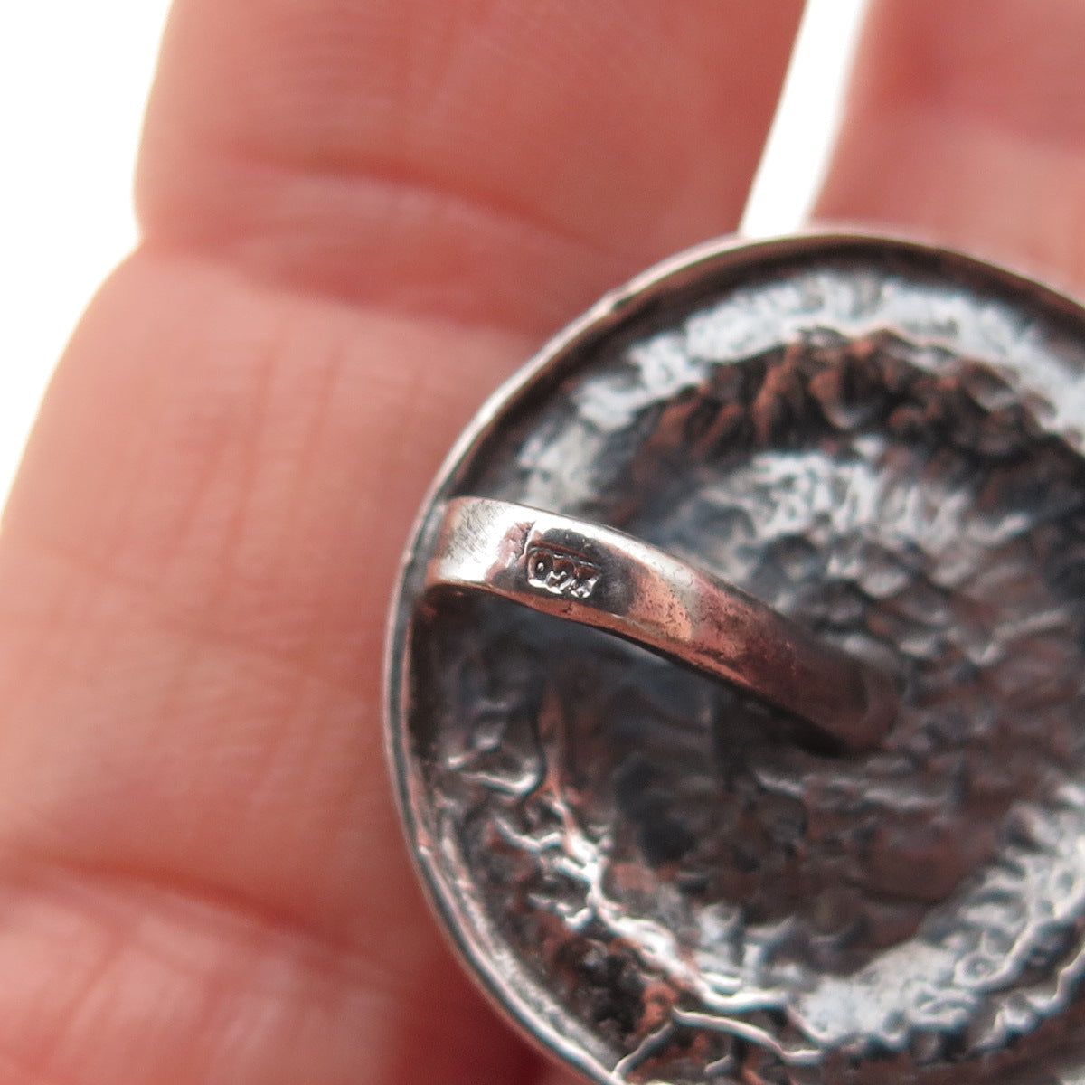 925 Sterling Silver Vintage Modernist Spiral Oxidized Mini Slide Charm Pendant