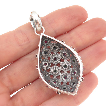 SX Sally C 925 Sterling Silver Vintage Real Sapphire Ruby Emerald Charm Pendant