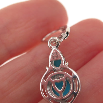 Chuck Clemency 925 Sterling Silver Real Turquoise & Tanzanite Dangle Earrings