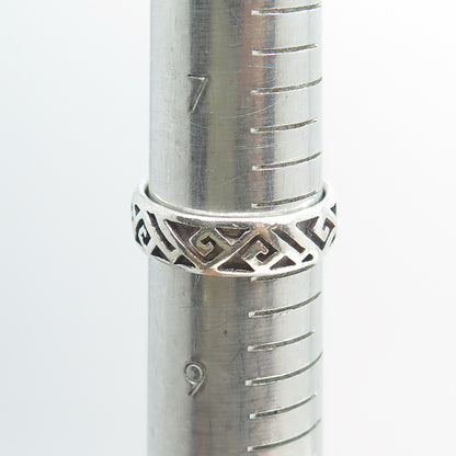 PETER STONE 925 Sterling Silver Vintage Ethnic Band Ring Size 8.25