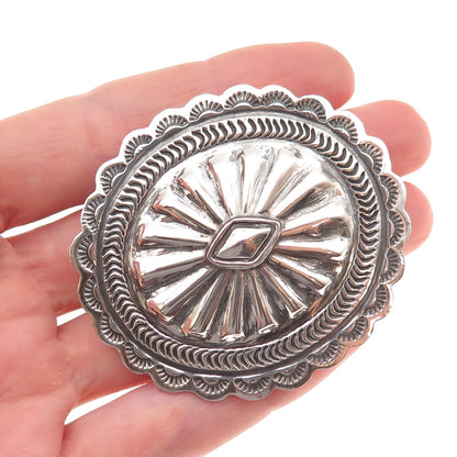 Daniel Martinez Navajo Old Pawn 925 Sterling Silver Vintage Concho Belt Buckle