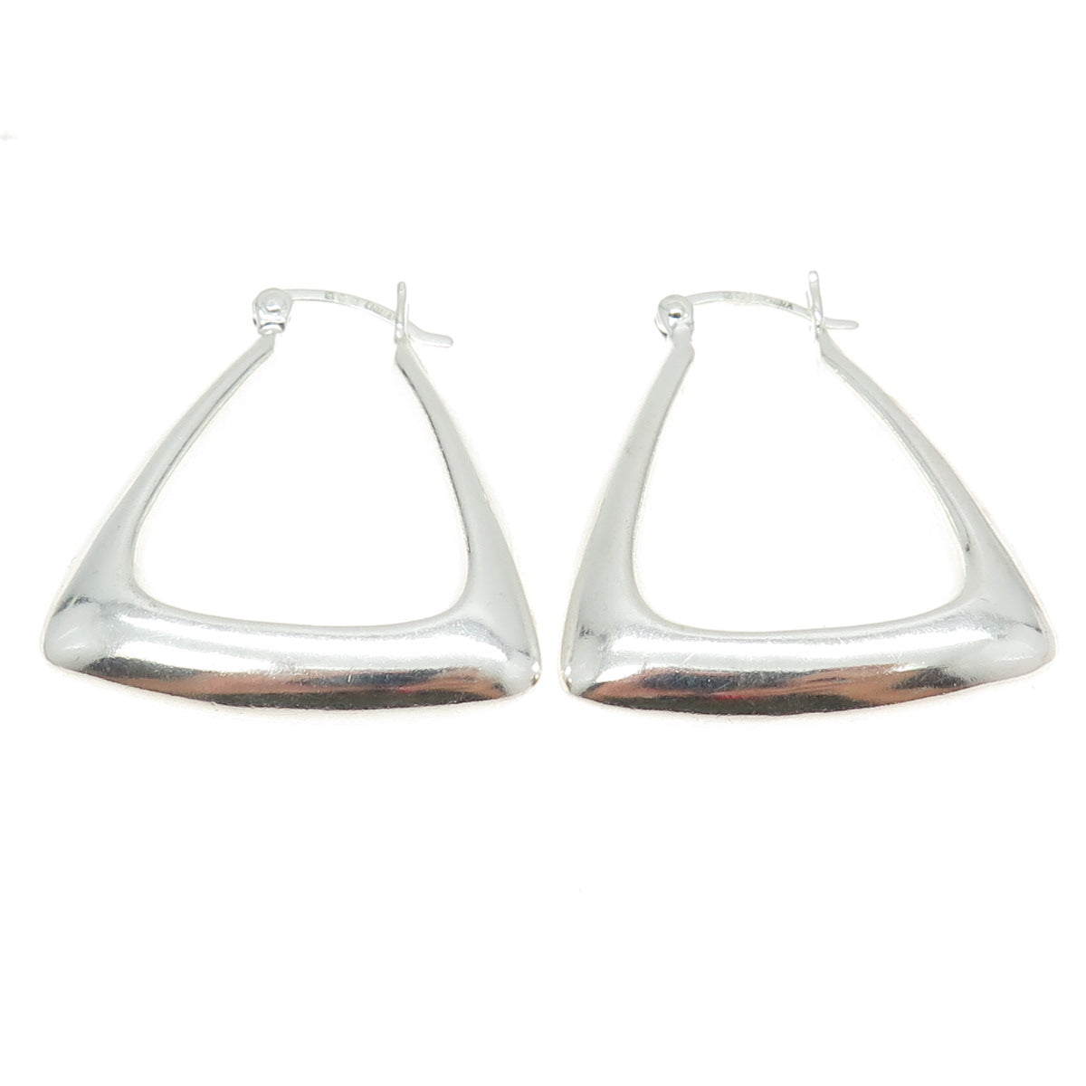 ROSS SIMONS 925 Sterling Silver Vintage Modernist Puffy Triangle Hoop Earrings