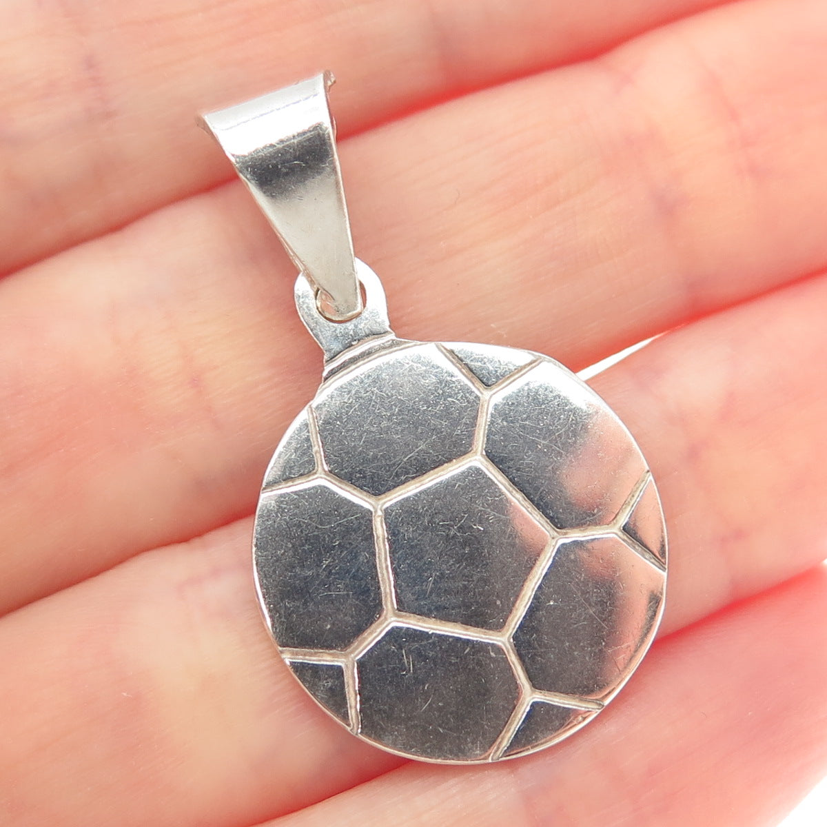 925 Sterling Silver Vintage Soccer Ball Charm Pendant