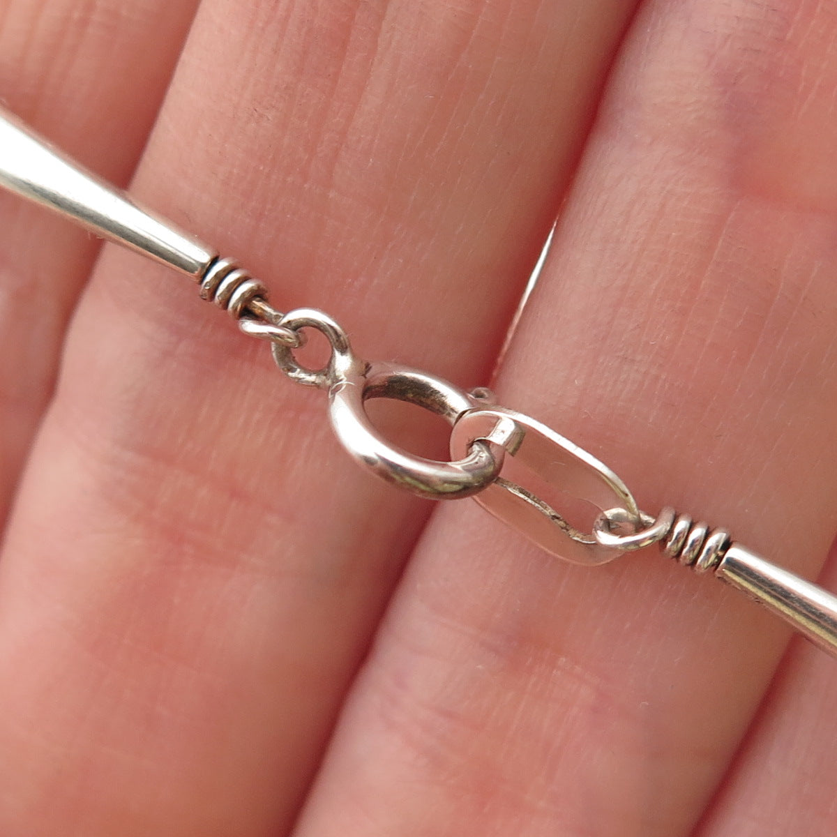 Old Pawn 925 Sterling Vintage Multi-Gem Heart 5-Strand Liquid Chain Necklace 24"