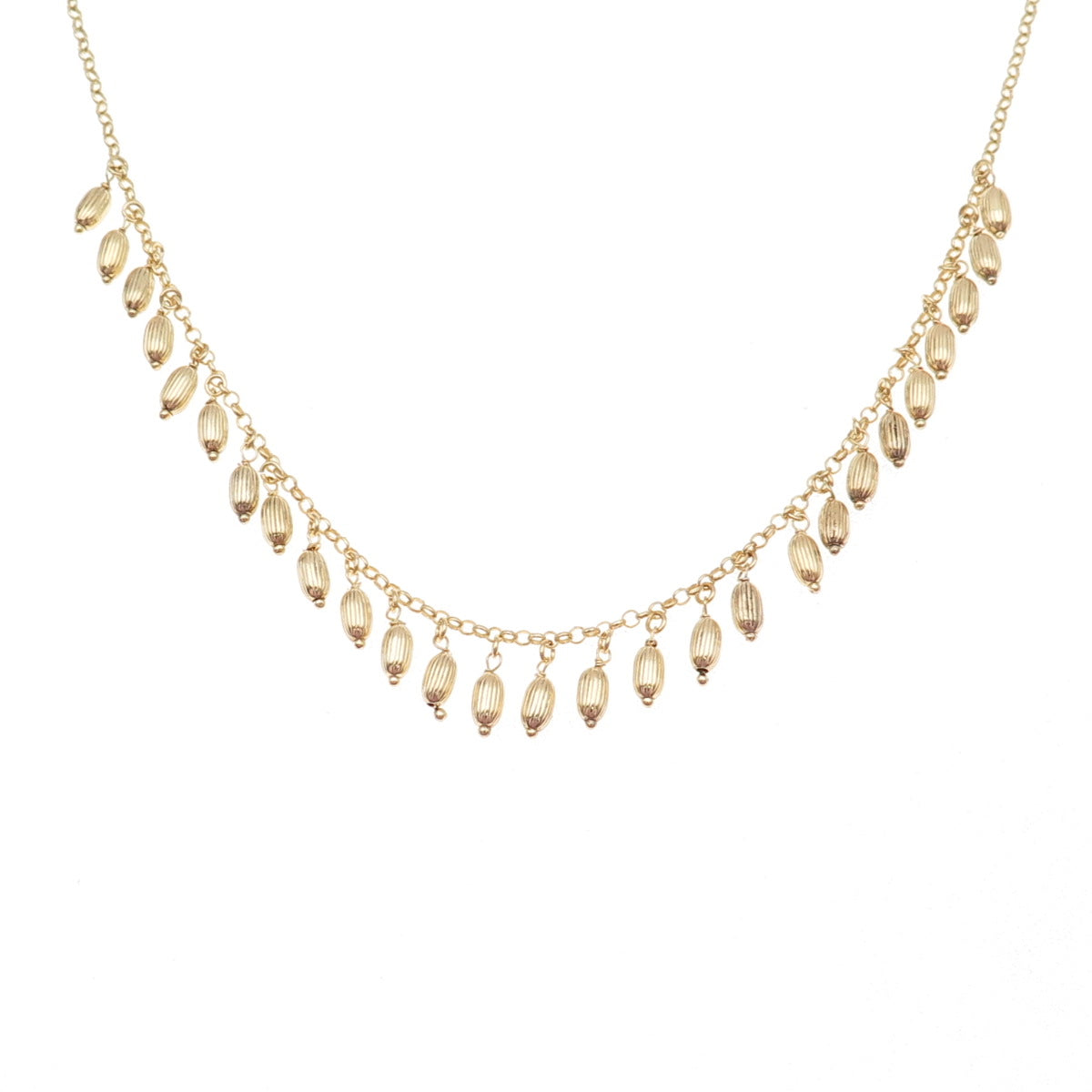 GioIelli Di Valenza 925 Sterling Gold Plated Italy Dangle Beads Necklace 16-18"