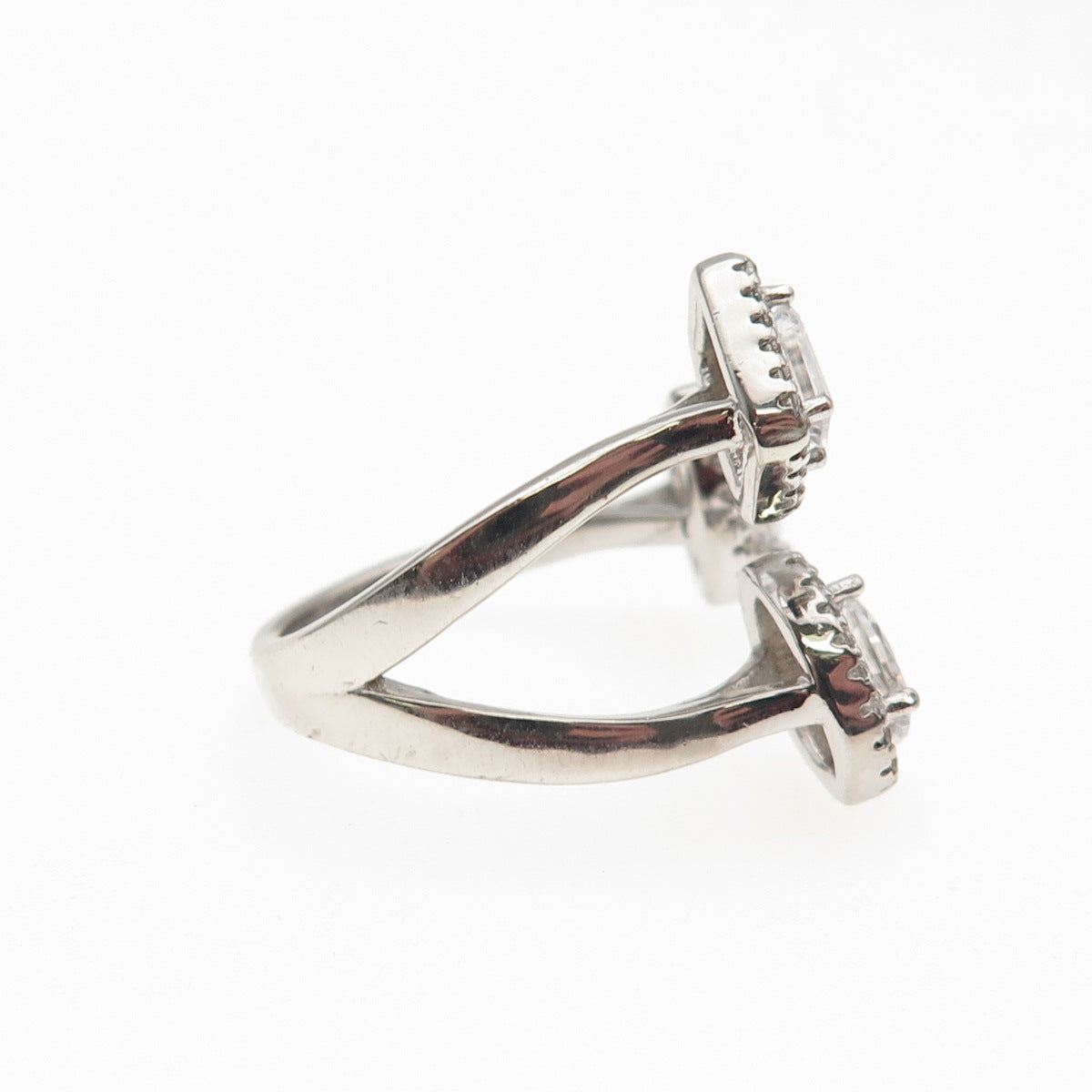 925 Sterling Silver Multi-Cut C Z Adjustable Ring Size 6