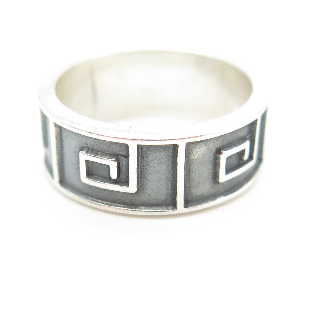 925 Sterling Silver Vintage Mexico Spiral Oxidized Band Ring Size 9.75