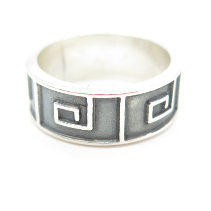 925 Sterling Silver Vintage Mexico Spiral Oxidized Band Ring Size 9.75