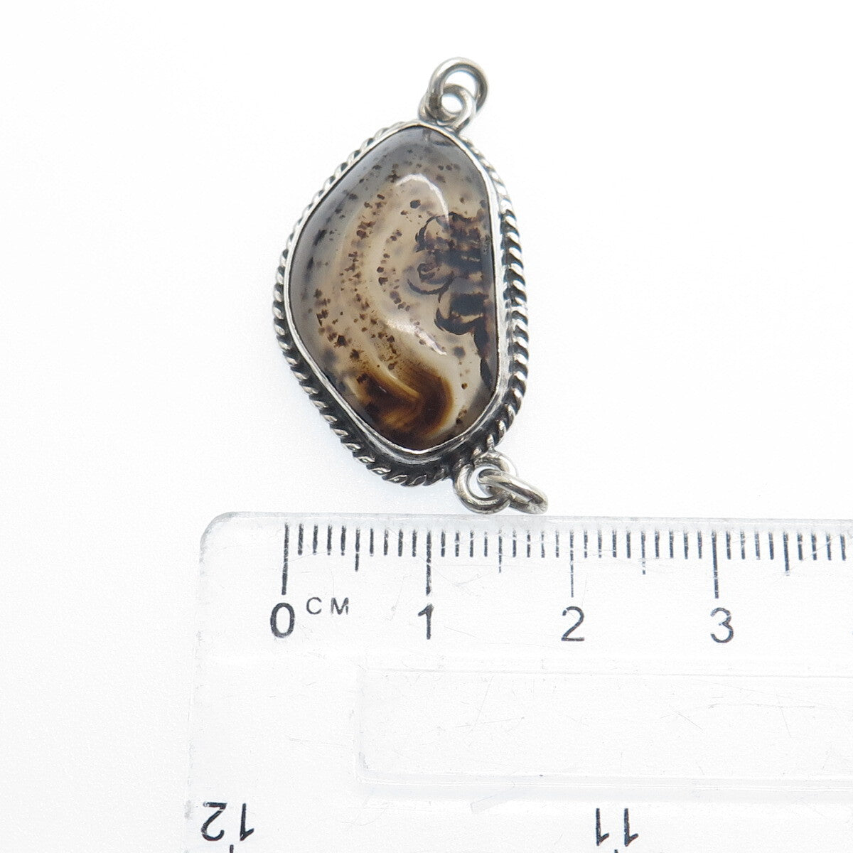 925 Sterling Silver Vintage Real Agate Centerpiece Pendant