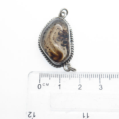 925 Sterling Silver Vintage Real Agate Centerpiece Pendant
