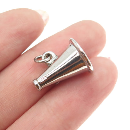 925 Sterling Silver Vintage Enamel "GT" Signet Megaphone 3D Charm Pendant