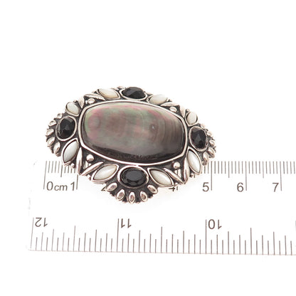 Carolyn Pollack Sterling Vintage Real MOP Abalone Shell Black Onyx Slide Pendant