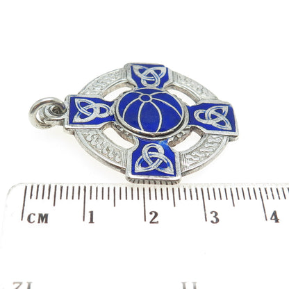 JEWELLERY & METAL 925 Sterling Silver Vintage Dublin 1952 Enamel Cross Pendant