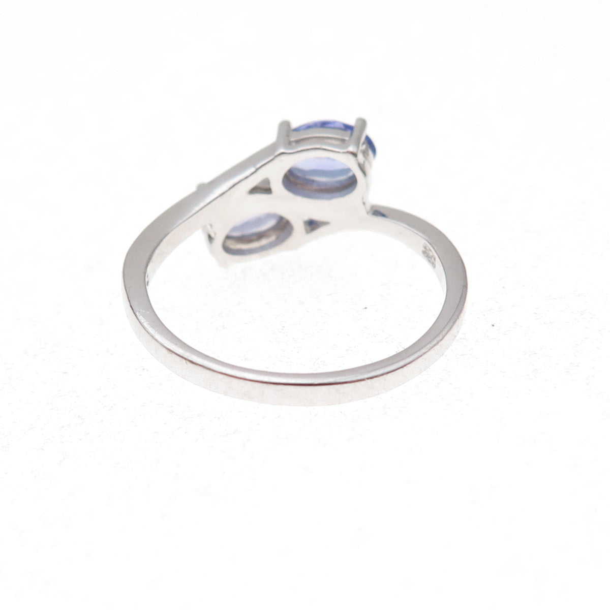 925 Sterling Silver Real Oval-Cut Tanzanite Bypass Ring Size 8