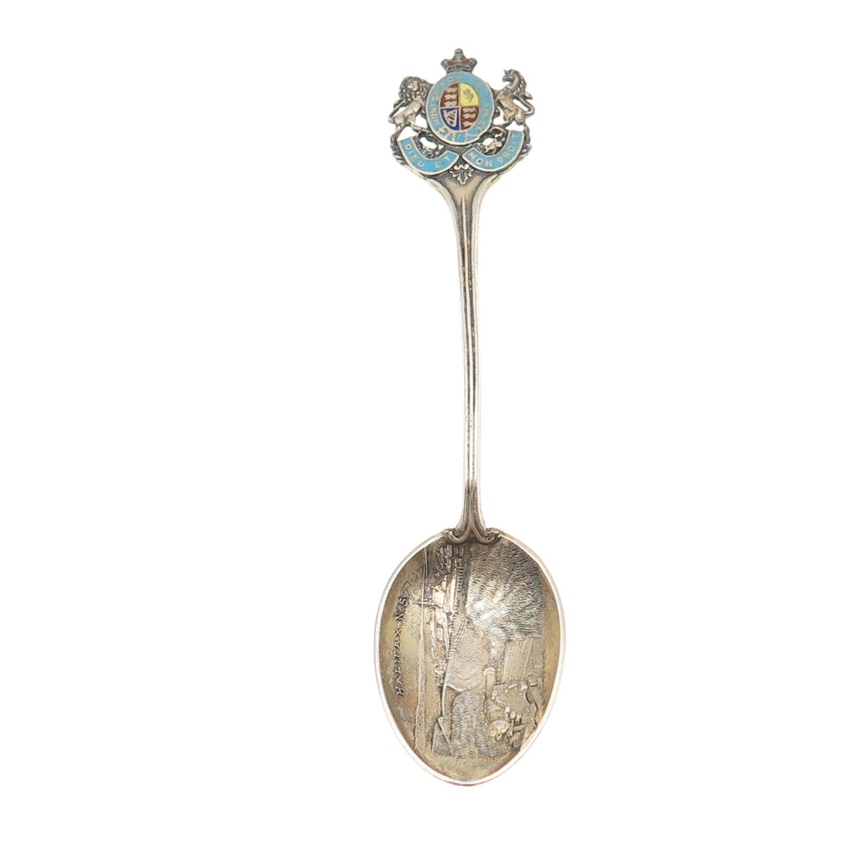 925 Sterling Antique Art Deco Canada Enamel Halifax Coat of Arms Coffee Spoon