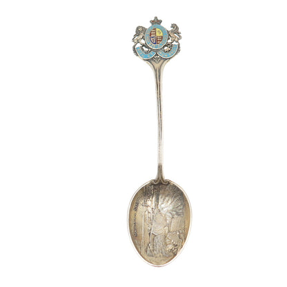 925 Sterling Antique Art Deco Canada Enamel Halifax Coat of Arms Coffee Spoon